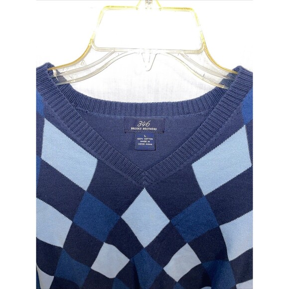 Brooks Brothers 346 Men’s Sweater Vest Size Large Blue Argyle Golf Athleisure - Picture 3 of 12